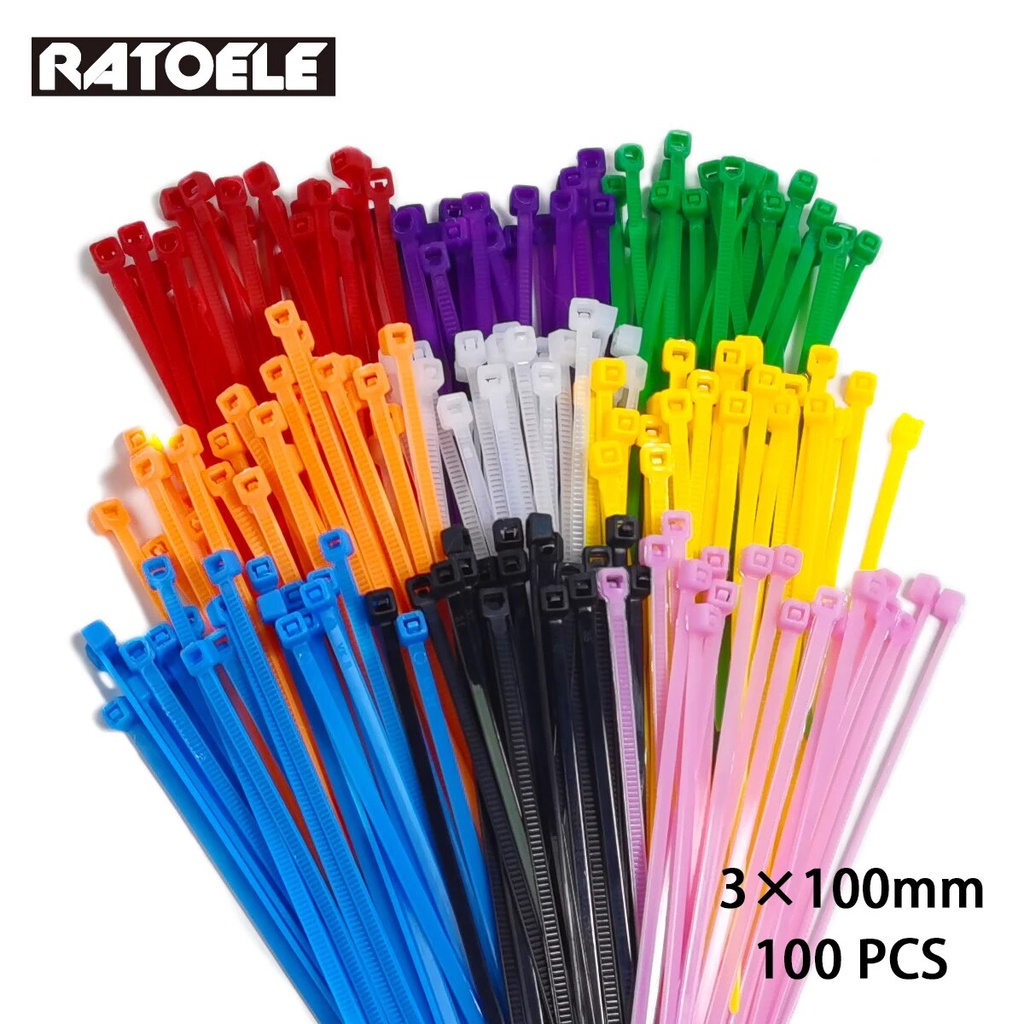 ☁100pcs Cable Ties 3×100mm Self-Locking Nylon Wire Cable Zip Ties White ...