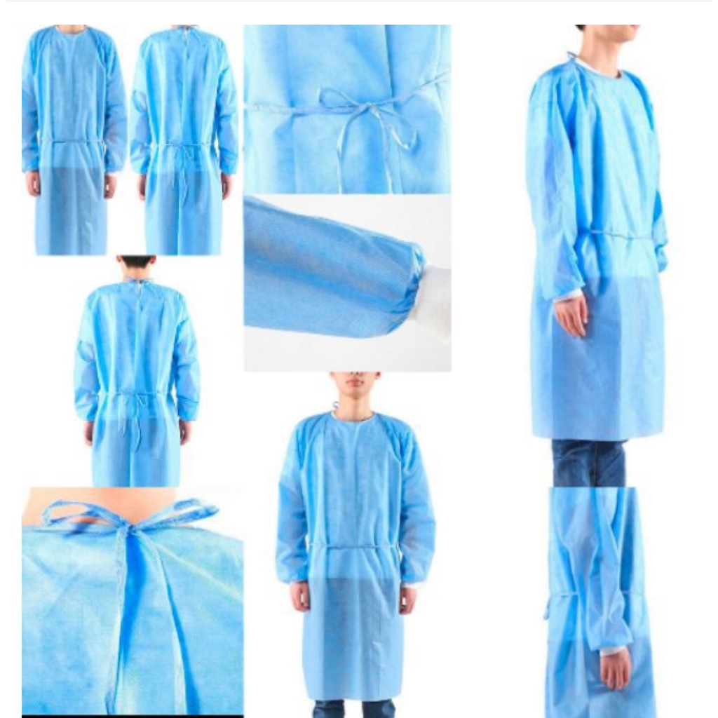 10 PCS PPE DISPOSABLE NON WOVEN ISOLATION GOWN ,PPE GOWN, LAB GOWN