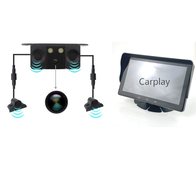 All in one 2 Radar Sensor+Backup Camera system+7inch carplay monitor ...