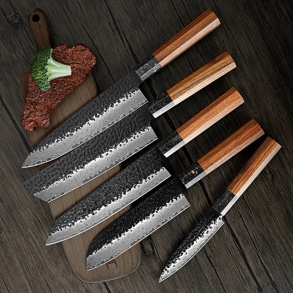 Chefs Cleaver Knife Damascus Steel Sharp Utility Santoku Kiritsuke ...