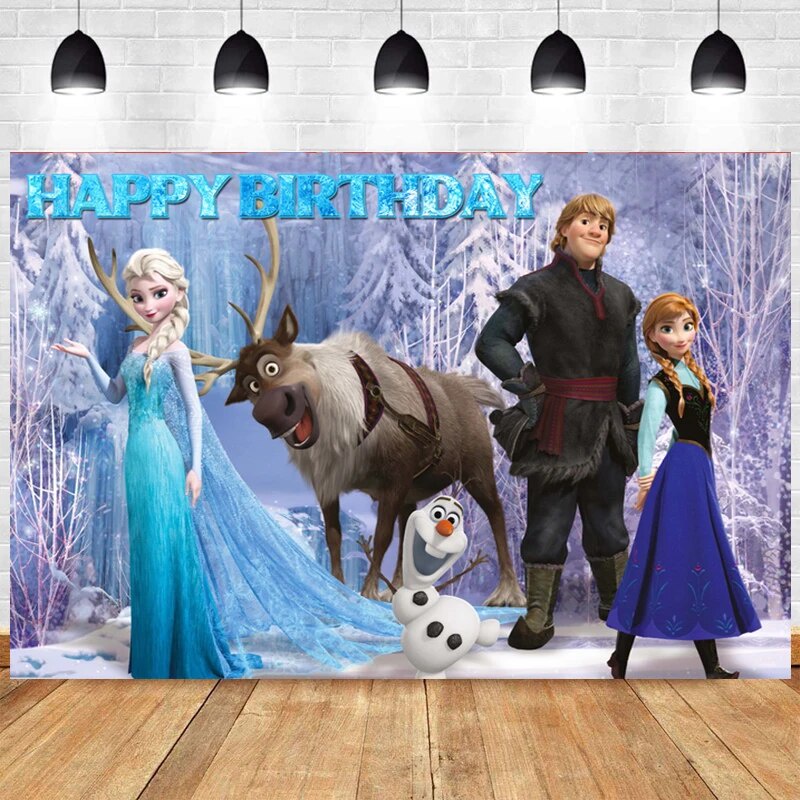 61q Disney Frozen Anna Elsa Photography Backdrops Girls Happy Birthday ...