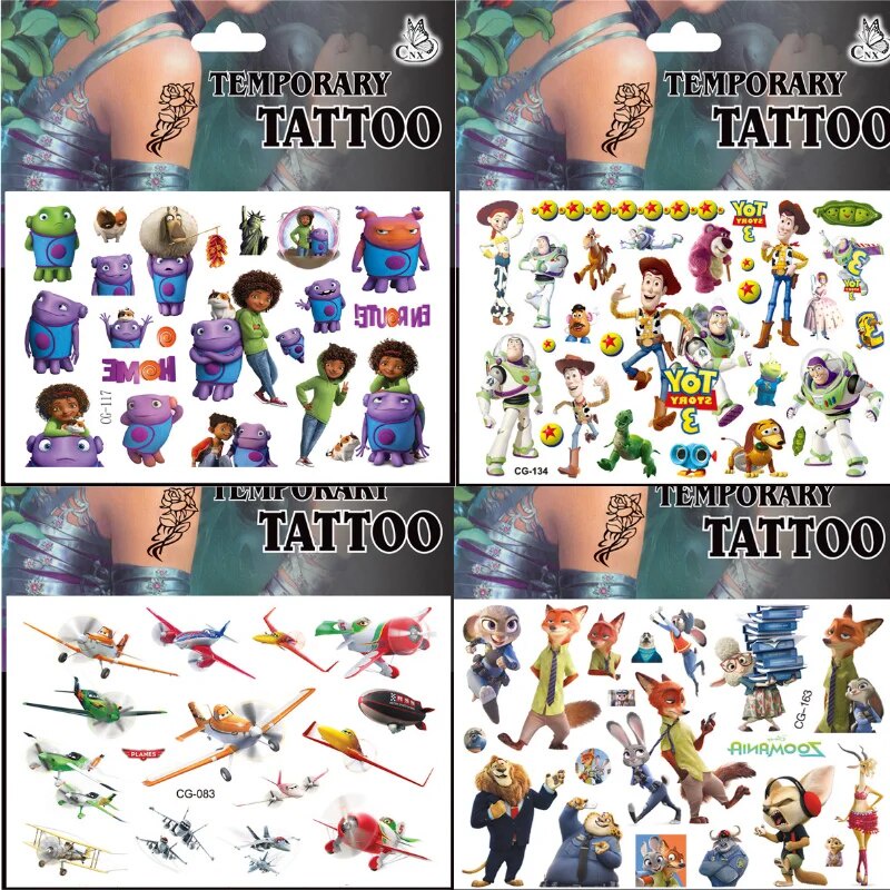 044 Disney Cartoon Anime Zootopia Planes Tattoo Stickers Children s
