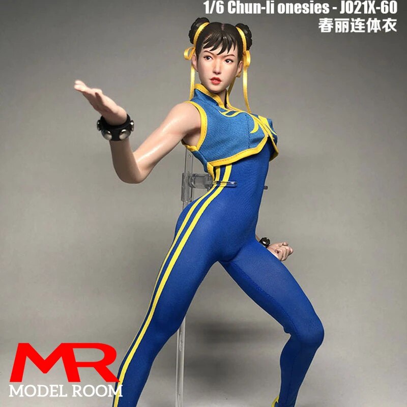 721 JO21X-60 1/6 Scale Chun Li Cosplay Bodysuit Jumpsuit Female Costume ...