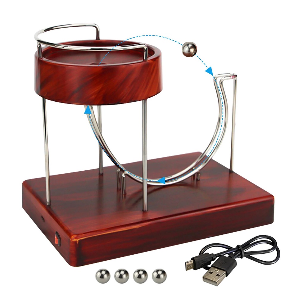 269 Kinetic Art Perpetual Motion Machine Black Levitating Ball Magnet ...