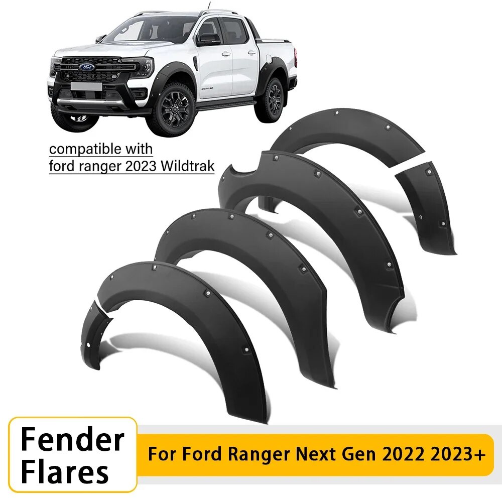 ☹Black painted Fender Flares Wheel Arch Kit for Ford Ranger Next Gen T9 ...