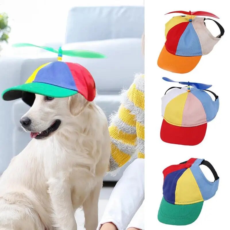 Dog Propeller Hat Durable Cotton Rainbow Helicopter Dog C a p Stylish