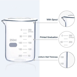 250ml 12pcs/set Pyrex Beaker borosilicate glass Lab glassware