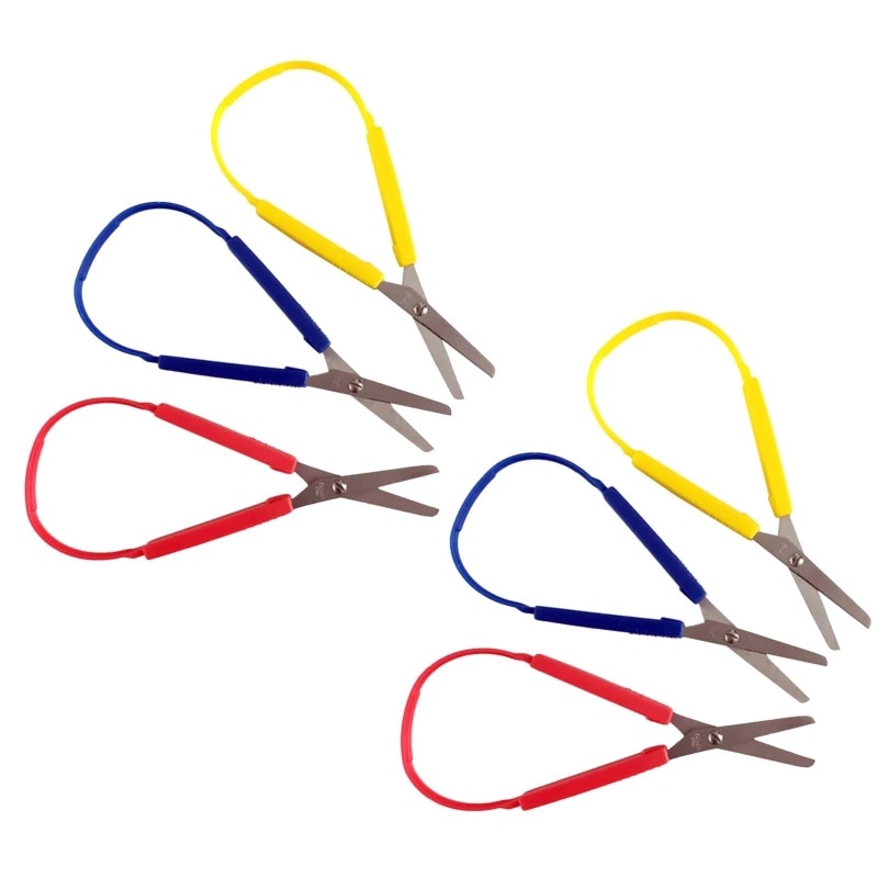 6pcs Colorful Loop Scissors for Kids Easy Grip Self-Opening Scissor ...