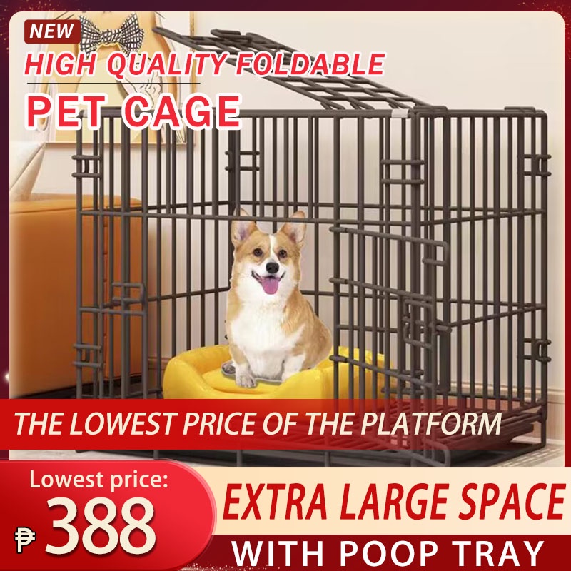 Dog Cage Pet New Land Dog Cage Heavy Duty with Poop Tray Pet