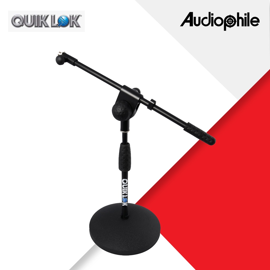 Quik Lok A495 Mic Stand with Short Round Base and Telescopic Mic Boom