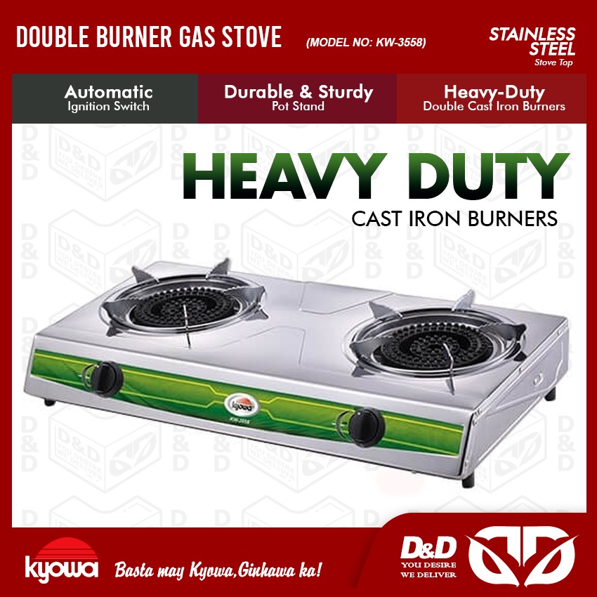 DD KYOWA Double Burner Gas Stove Stainless Steel Body KW3558 Shopee