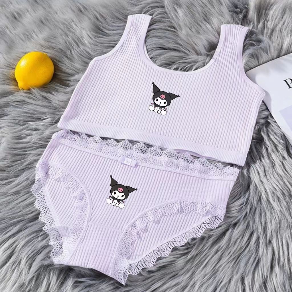 Sex Appeal Sanrio Schoolgirl Underwear Anime Kuromi Cartoon Pure Cotton  Vest Panties Set Fit 8-14 Ye | Shopee Philippines