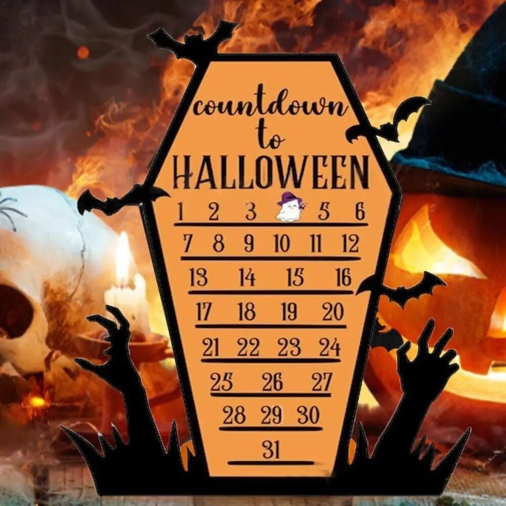 웃Wooden Halloween Countdown Calendar Countdown Hanging Calendar