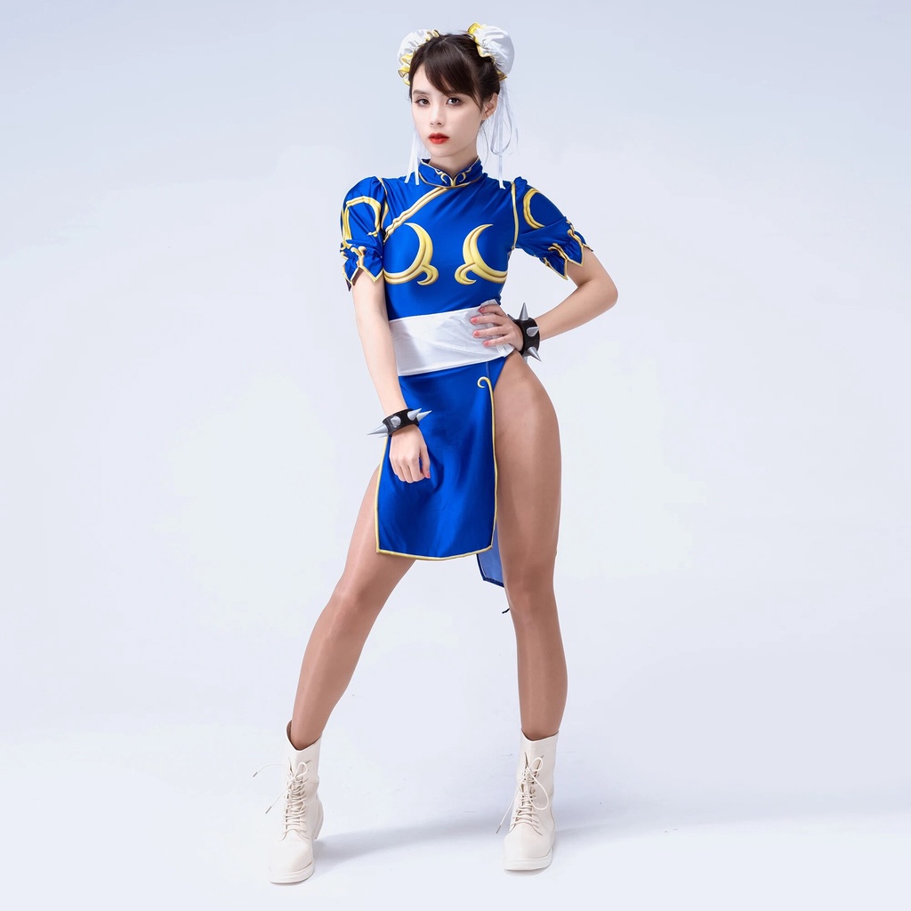 91L Game Chun Li Cosplay Costume Dress Swimsuit Jumpsuits Skit Belt ...