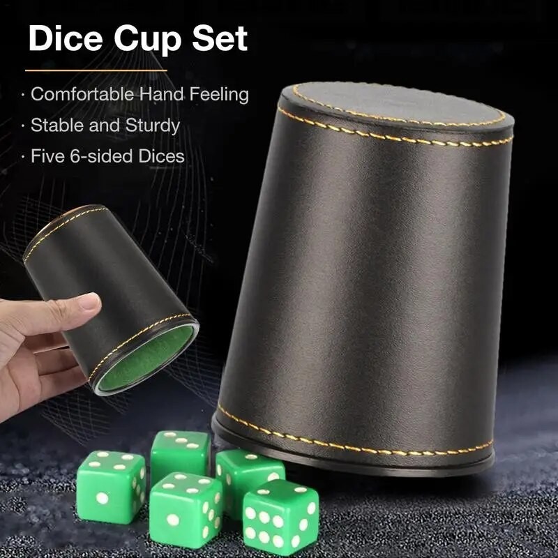 PU Leather Flannel Dice Cup Quiet Dice Shaker Cup for Bar KTV Entertainment Board Game Dice Cup