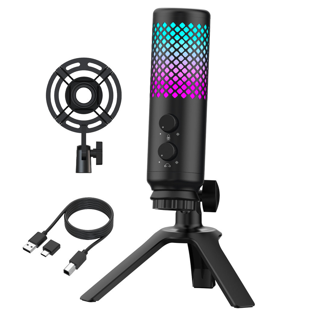 OEM 7 RGB Light Modes USB Condenser Computer Gaming Microphone With