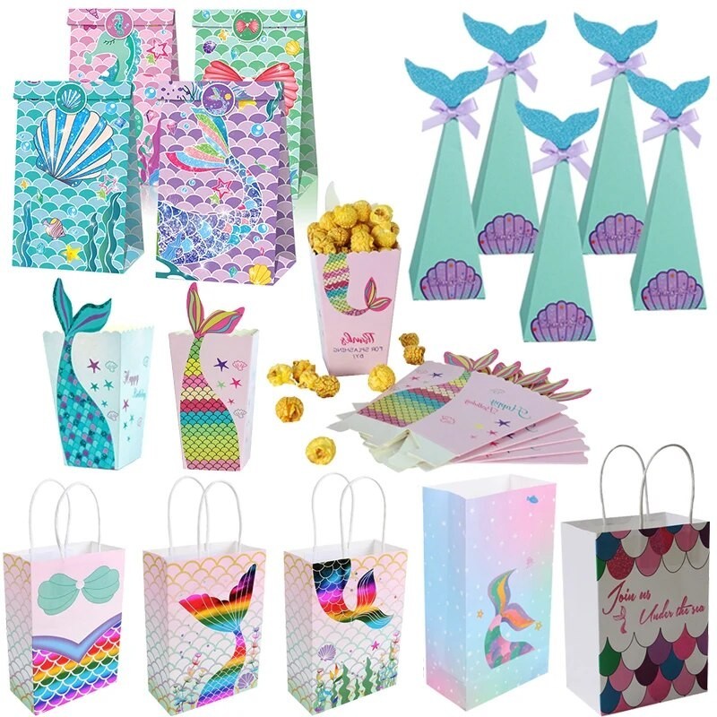 Little Mermaid Party Gift Bags Mermaid Theme Candy Bag Box Cookie ...