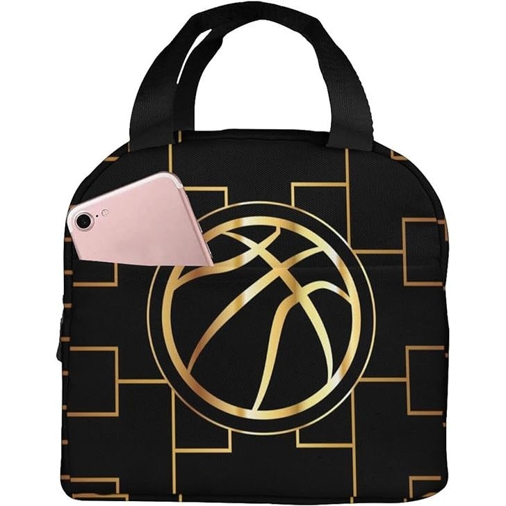 LUNCH BAG COLD BASKET BASKETBALL GAME SPORTS GOLD LUNCH BAG HAND