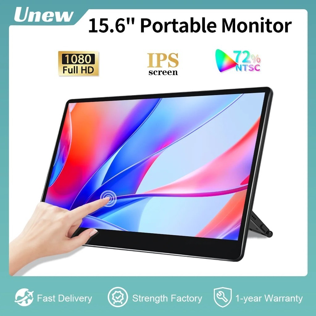 Unew 15.6 inch Touchscreen Portable Monitor LCD 1080 IPS HDMI VGA DVI ...