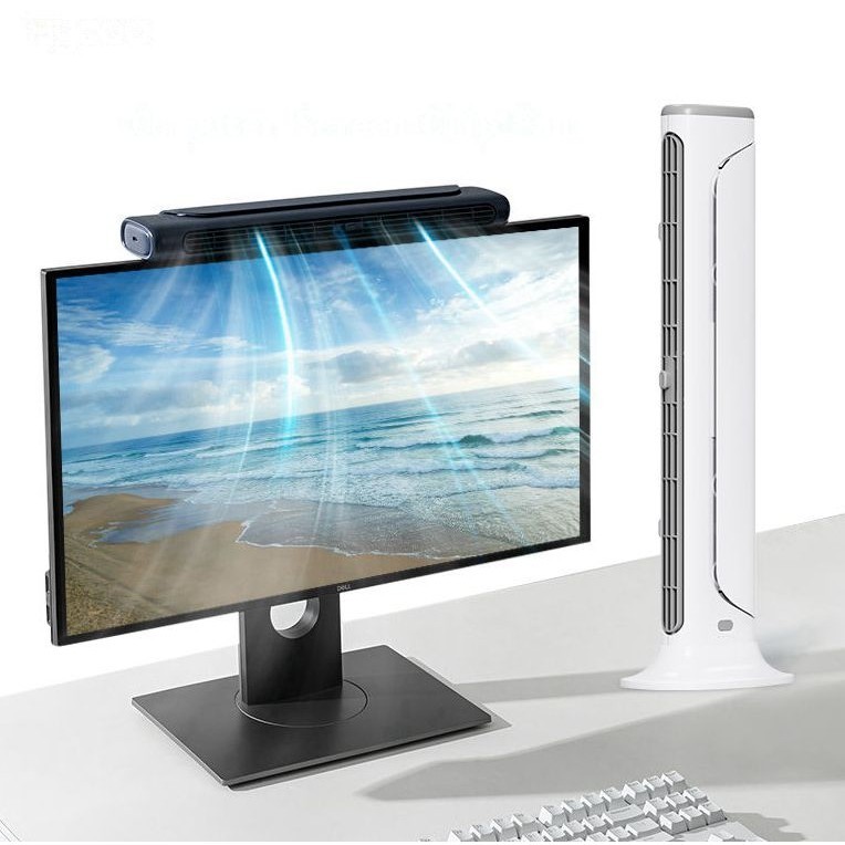 Monitor Screen Fan with 4000mAh Battery Bladeless Office Desk Tower ...