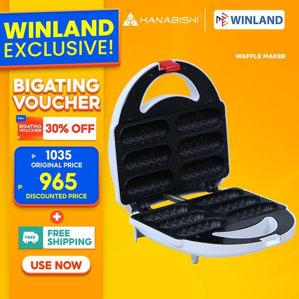 Hanabishi by Winland Sandwich Maker HSM50H 6 piece Hotdog Waffle Maker