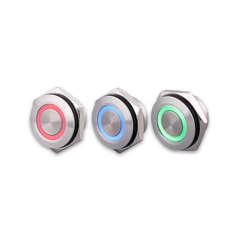 Ultra-thin metal IP67 stainless steel illuminated 24v 1NO RGB led light ...