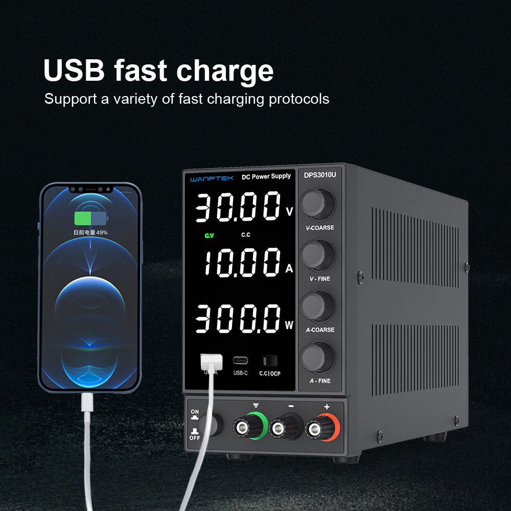 Wanptek DC power supply adjustable lab Bench power source 30V 10A 60V