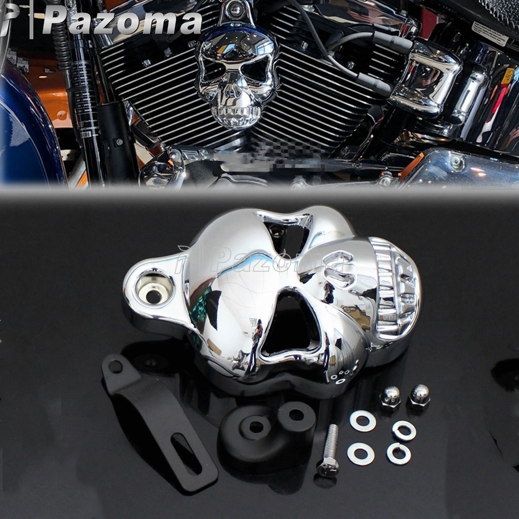 ♨Motorcycle Big Twins Cowbell Horns Guard Aluminum Chrome Skull Horn