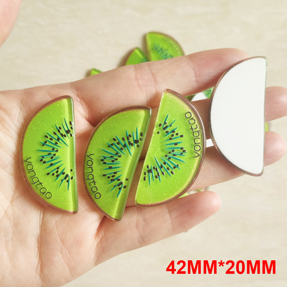 ⚡10Pcs 42*20MM Fresh Fruits Green Kiwi Flatback Planar Resin Cabochon ...