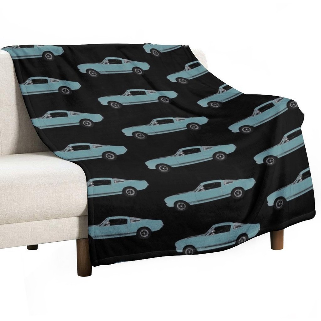 ~1966 Ford Mustang GT 350 Tahoe Turquoise on Black Throw Blanket Luxury ...