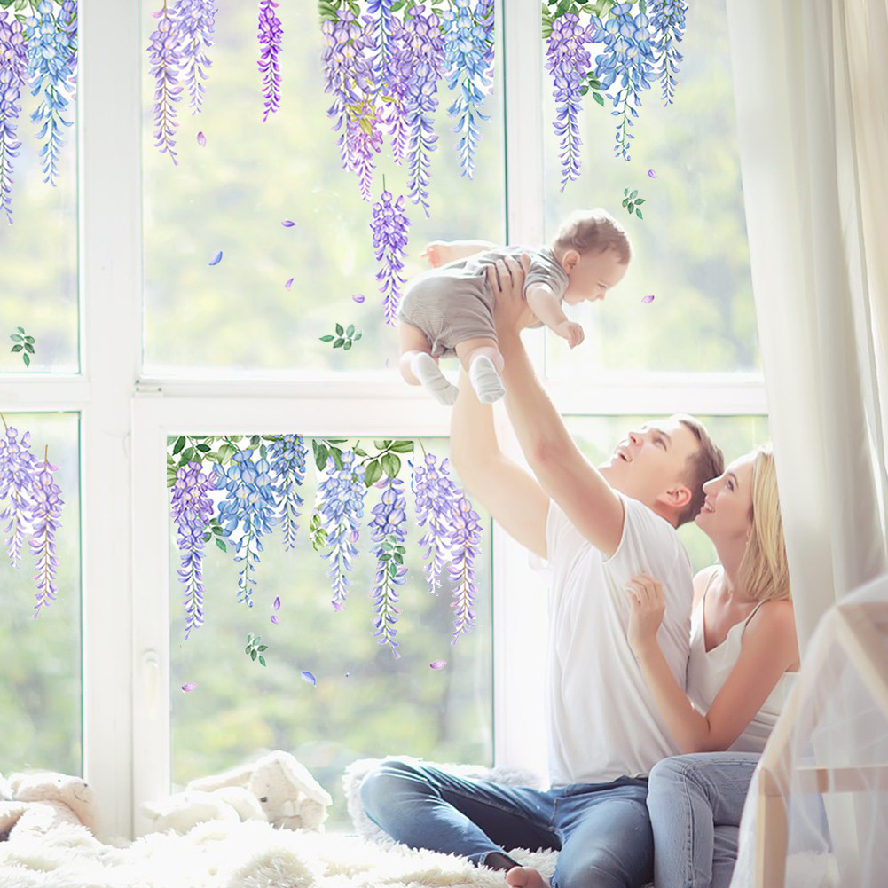 Hanging Plants Home Decor Flower Vine Living Room Window Decals Bedroom ...