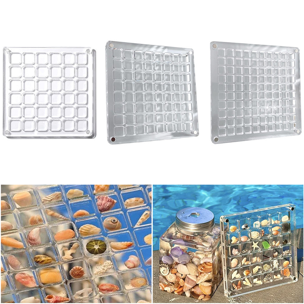 ♥36/64/100 Grids Acrylic Seashell Display Box Stackable Magnetic ...