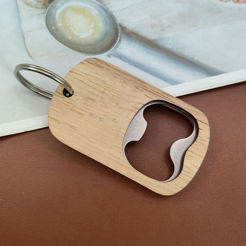☁12Pack Wood Bottle Opener Wooden Keychain Bottle Openers Blanks Wood