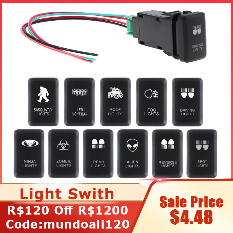≈Blue Backlight Push Button Switch 12V ON/Off Switch LED Light Bar Spot ...