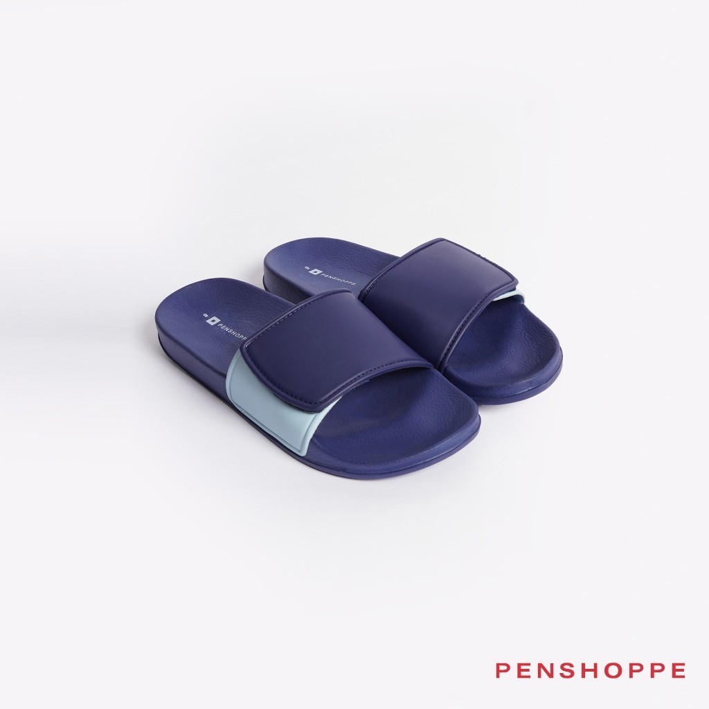 Penshoppe Velcro Band Slides Slippers For Men Navy Blue Shopee Philippines