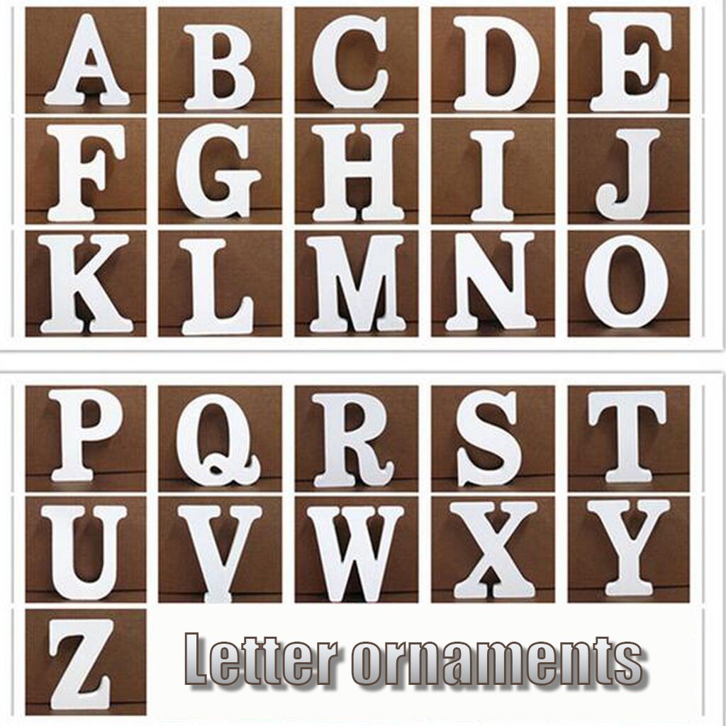 Wood Ornaments White Wooden 26 English Letters Log Alphabet Art Craft ...