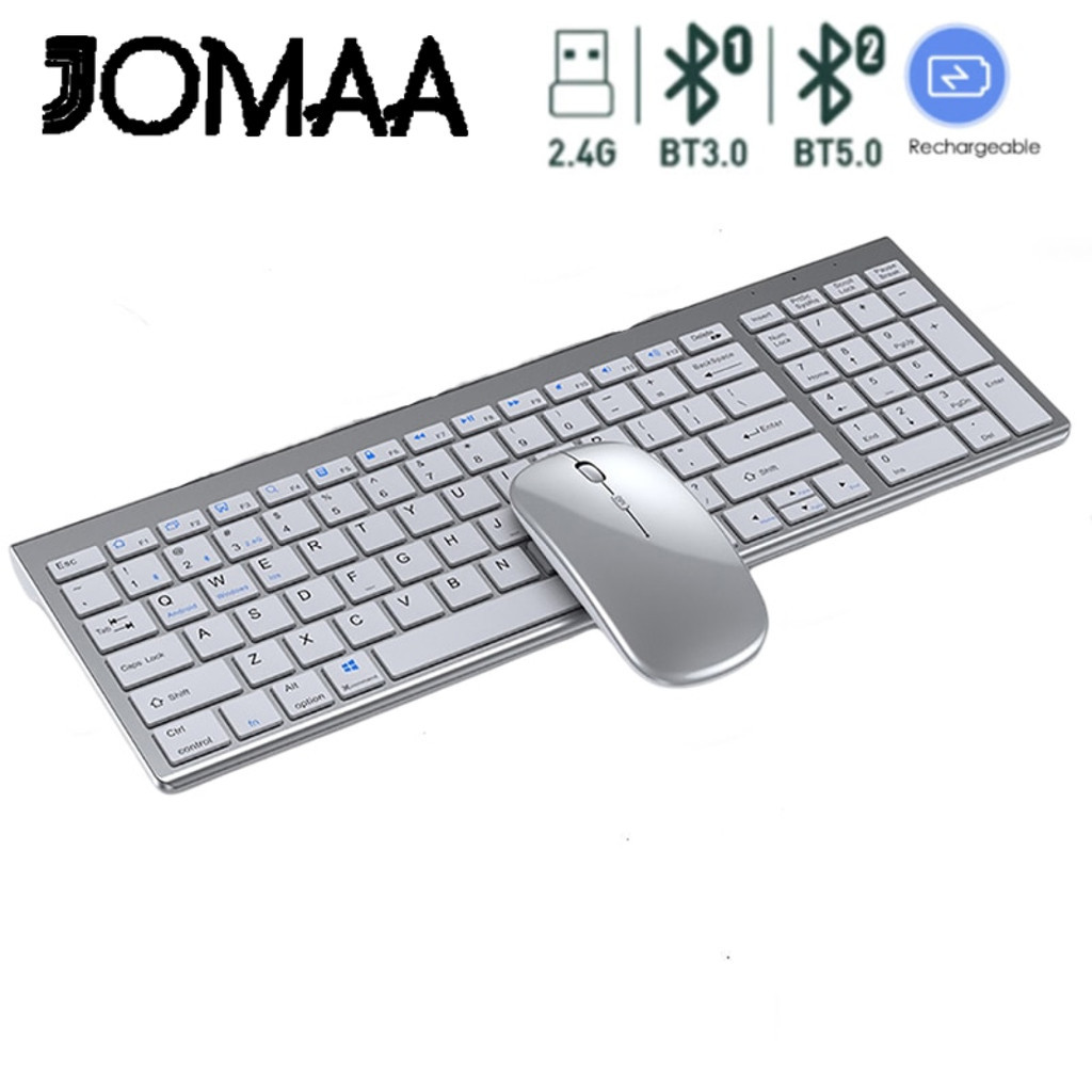 JOMAA 2.4G Wireless Bluetooth Keyboard Mouse Set Threemode Wireless