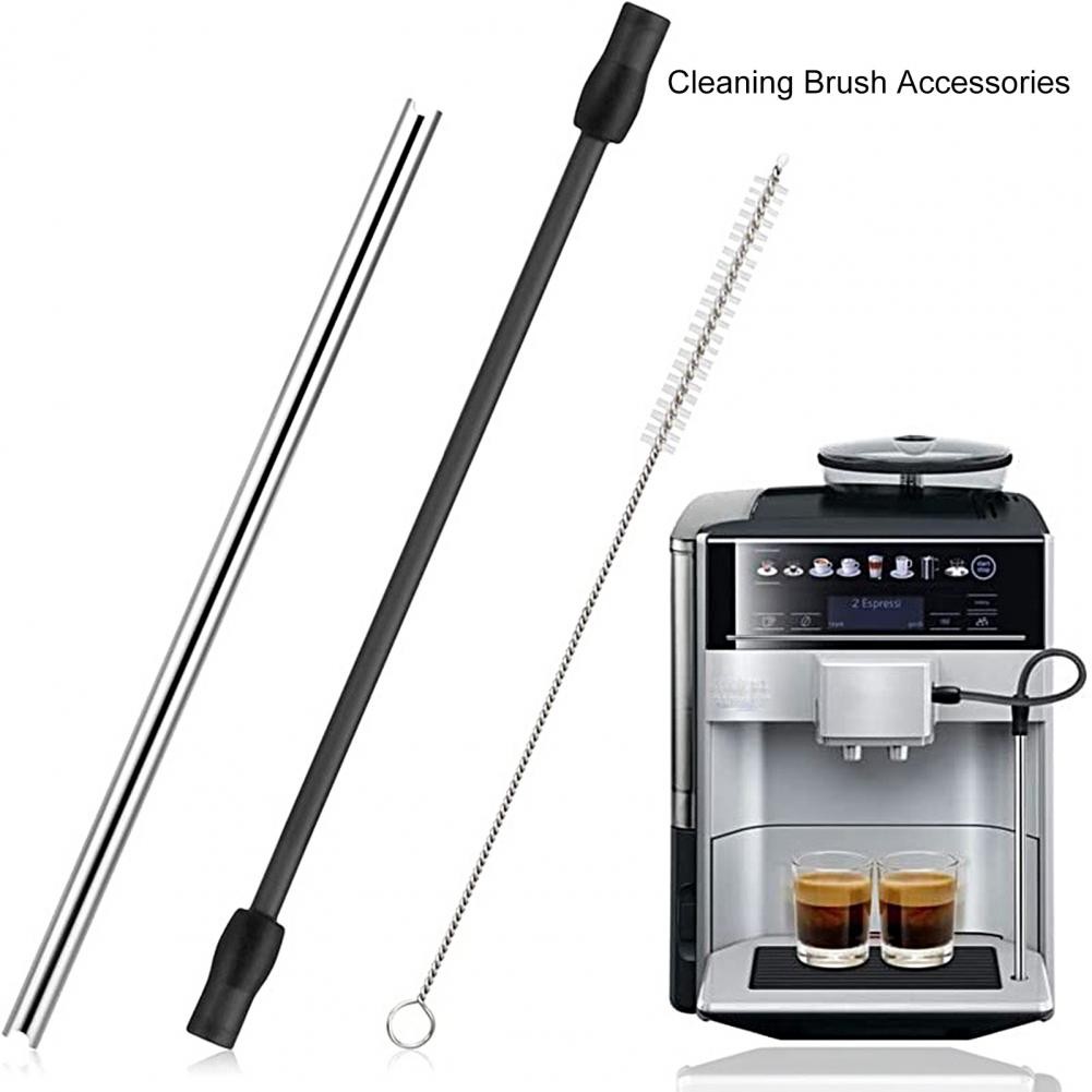 ☽1 Set Coffee Machine Stainless Steel Milk Pipe and Cleaning Brush Set