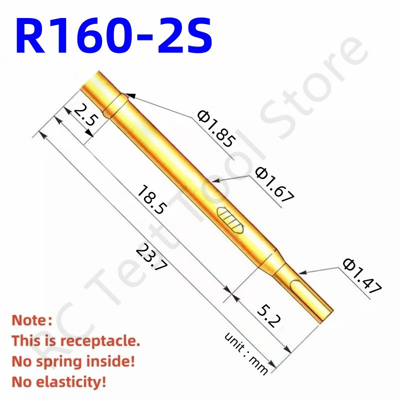 ♜100PCS R160-2S Test Pin P160-B1 Receptacle Brass Tube Needle Sleeve ...