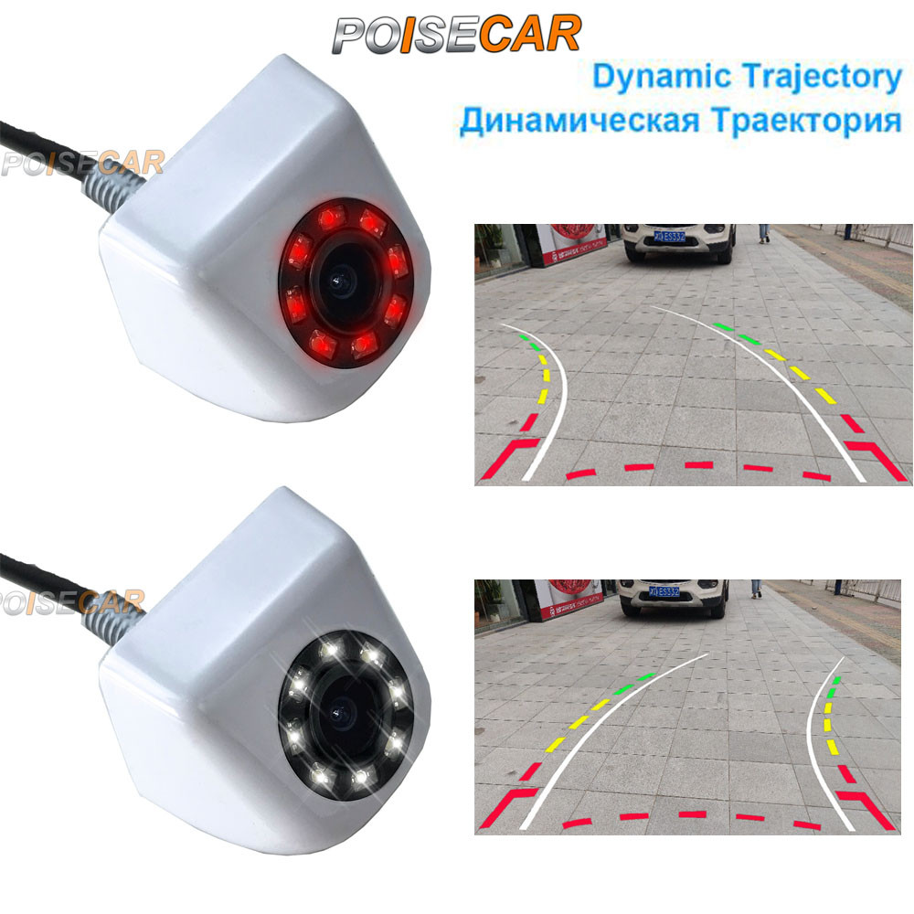 ☑White HD Night Visible Rear View Camera Dynamic Parking Guide Line ...