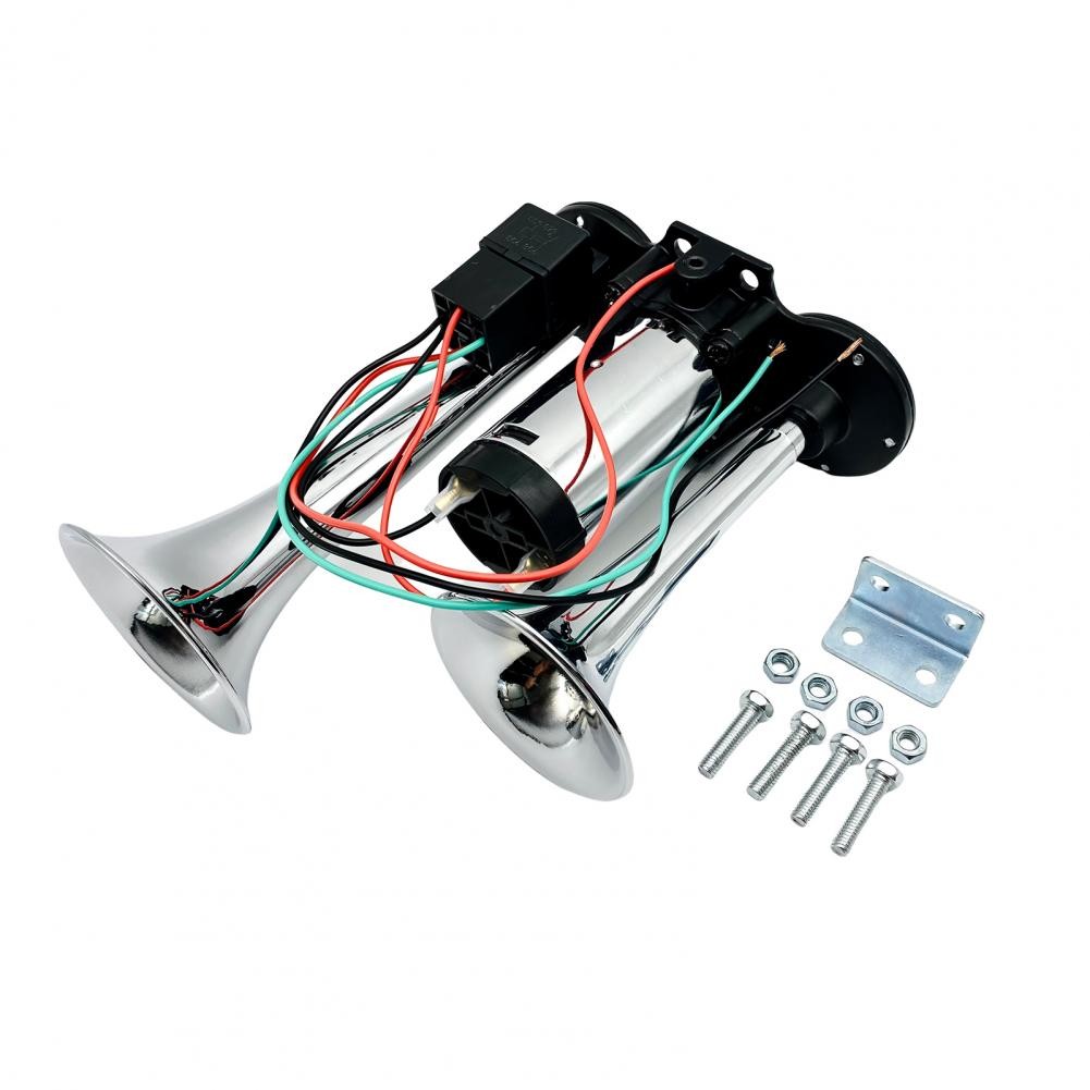 ☯Electric Pump Horn Powerful Dual Trumpet Car Air Horn Kit with