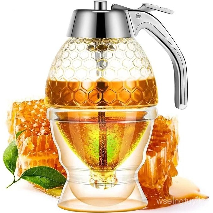 Acrylic Honey Dispenser with Stand Comb Shaped Honey Pot Syrup Sugar