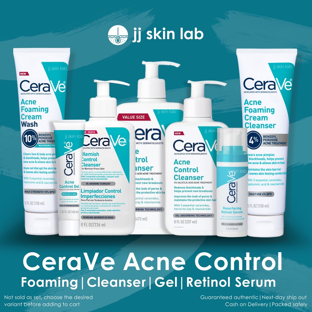 JJ Skin Lab CeraVe 4 Benzoyl Peroxide Acne Foaming Cream Cleanser