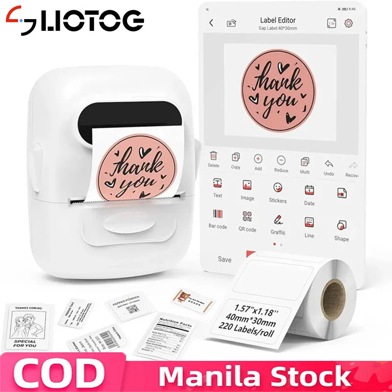 LIOTOG P50 Mini Label Printer Portable Thermal Printer USB Portable ...