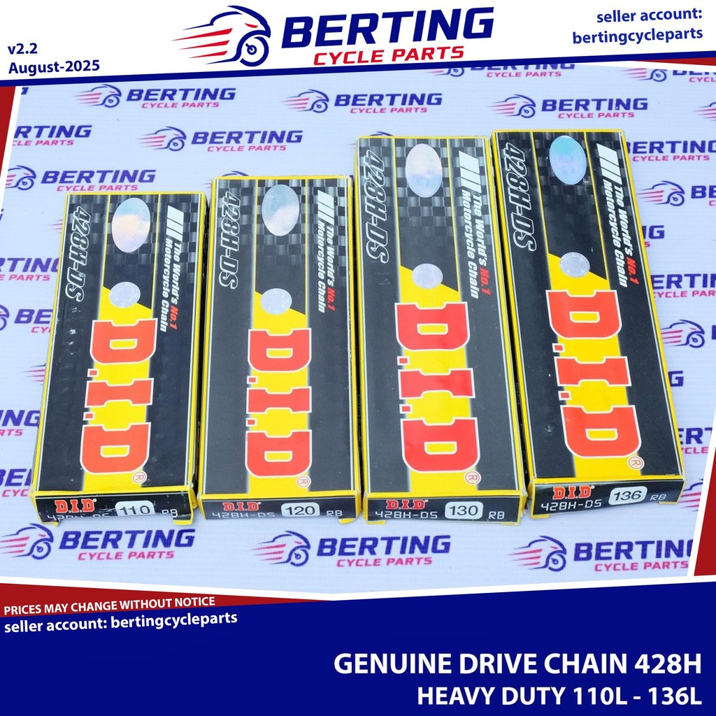 DID DRIVE CHAIN HEAVY DUTY 428H Genuine 110L 120L 130L 136L Kadena D.I ...