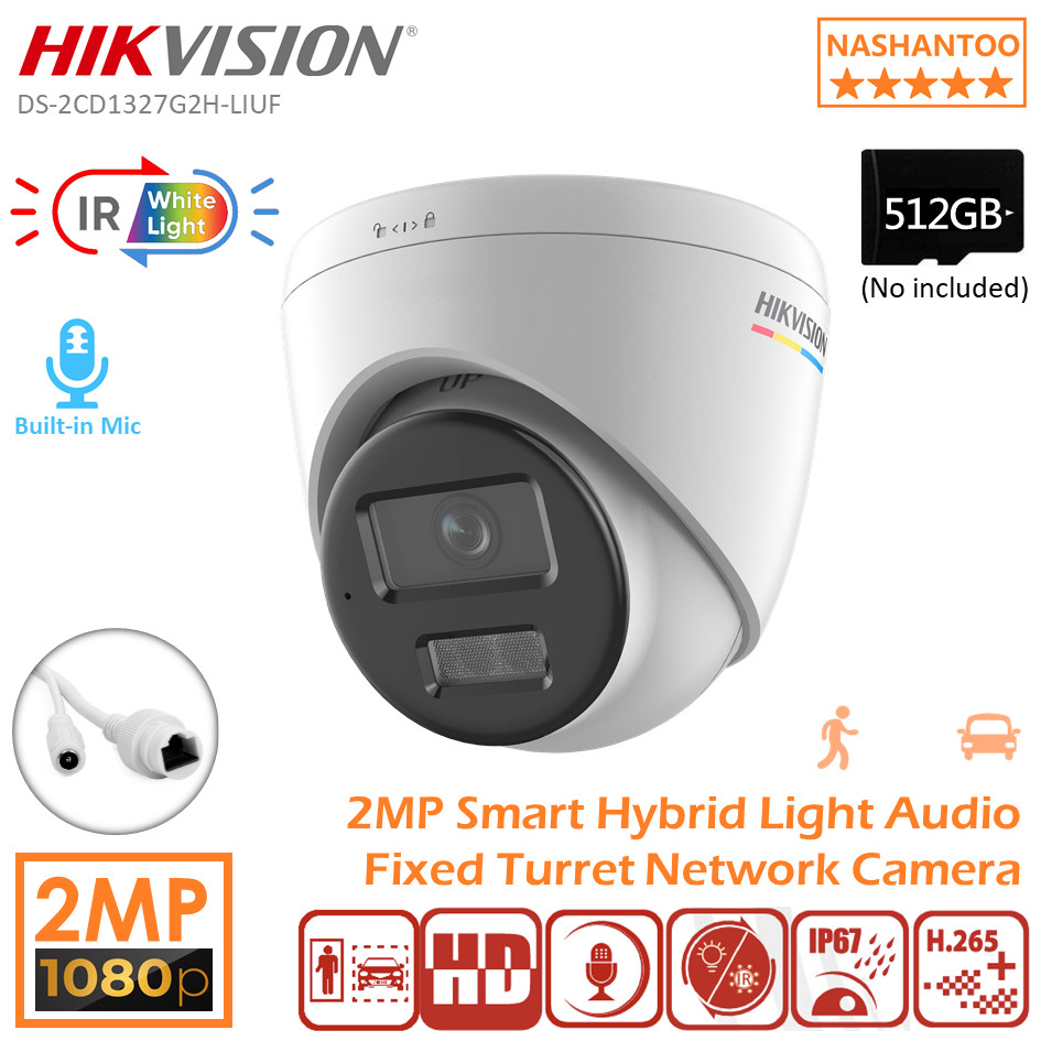 HIKVISION DS-2CD1327G2H-LIUF 2MP 1080P Smart Hybrid Light Audio Fixed ...
