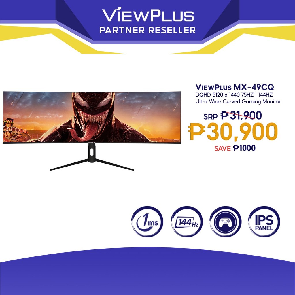 Viewplus MX-49CQ 49″ DQHD 5120 x 1440 75HZ | 144HZ IPS 1ms Ultra Wide ...
