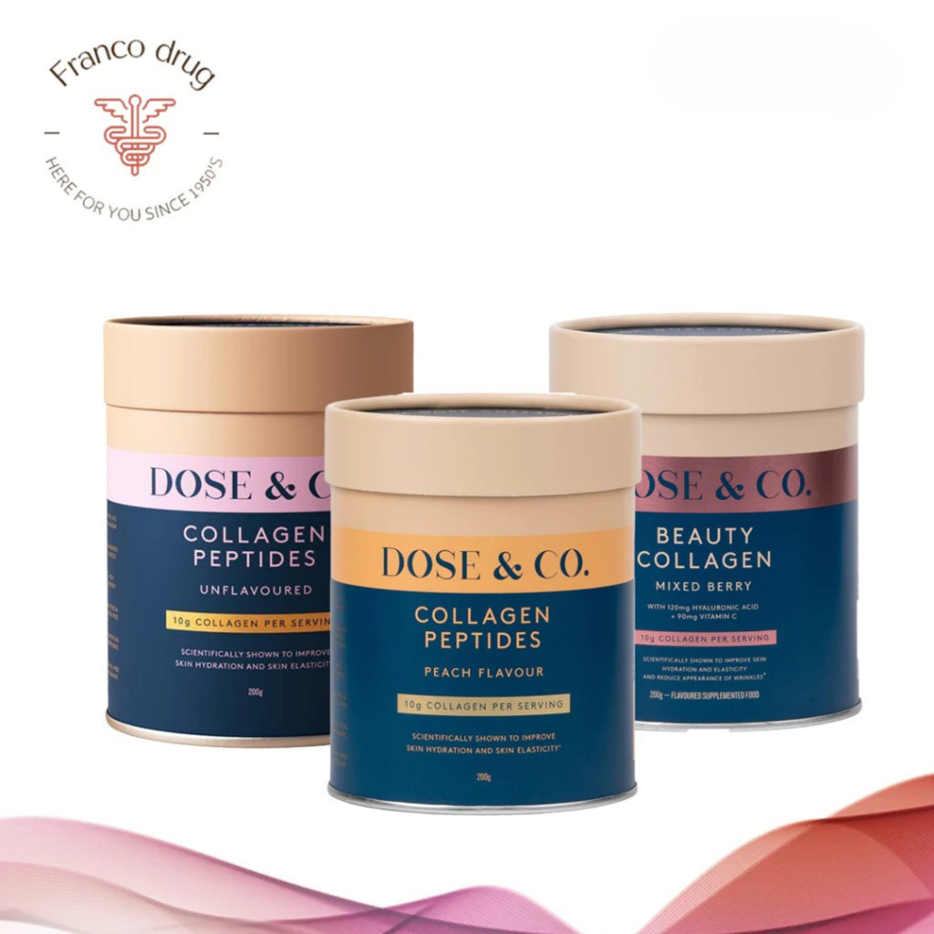 Dose & Co. Collagen Peptides Unflavored 200g & Collagen Creamer Caramel ...