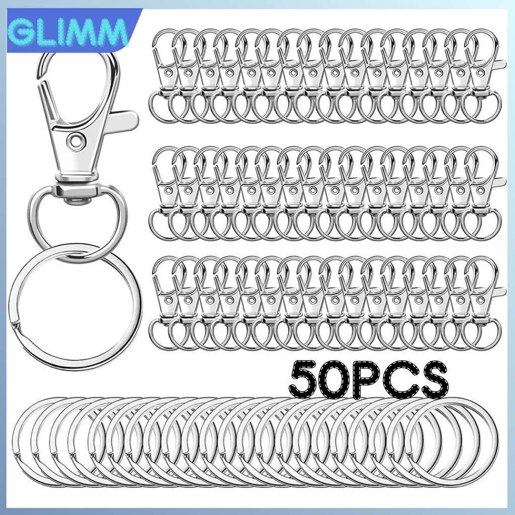 25+25pcs Key Chain Hooks and Key Ring Key Chain Clip Hooks For ...