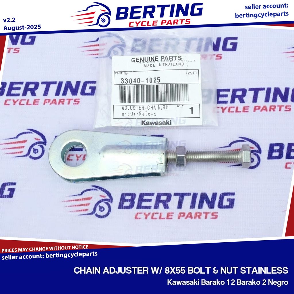CHAIN ADJUSTER W/ BOLT & NUT STAINLESS Kawasaki Barako 1 2 Barako 2 ...